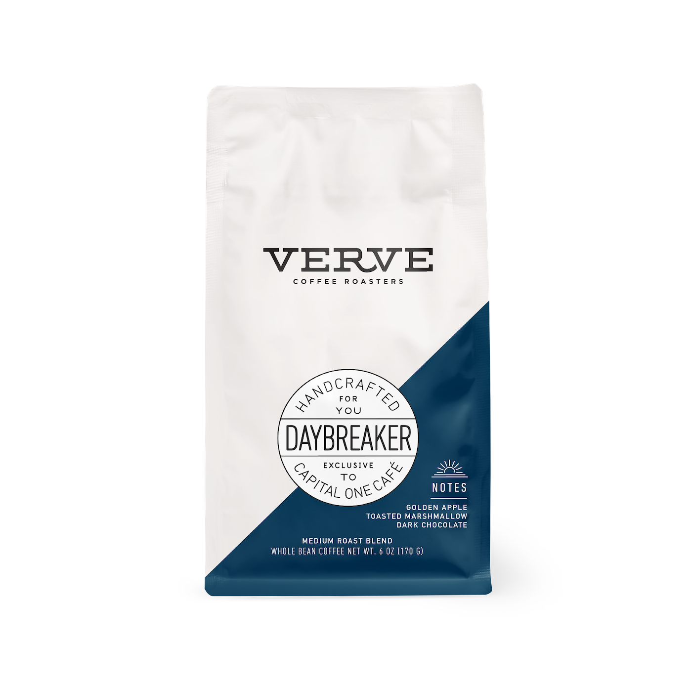 Verve Coffee Roasters - Daybreaker - Handcrafted For You - Exclusive To Capitol One Cafe - Tasting Notes: Golden Apple, Toasted Marshmallow, Dark Chocolate - Medium Roast Blend
