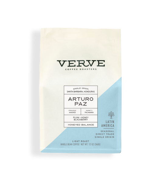 Verve Coffee Roasters - Arturo Paz - Single Origin - Santa Barbara, Honduras  - Process: Washed - Variety: Pacamara - Tasting Notes: Plum, Honey, Blackberry - Honeyed Balance - Latin America - Direct Trade - Seasonal - Whole Bean Coffee