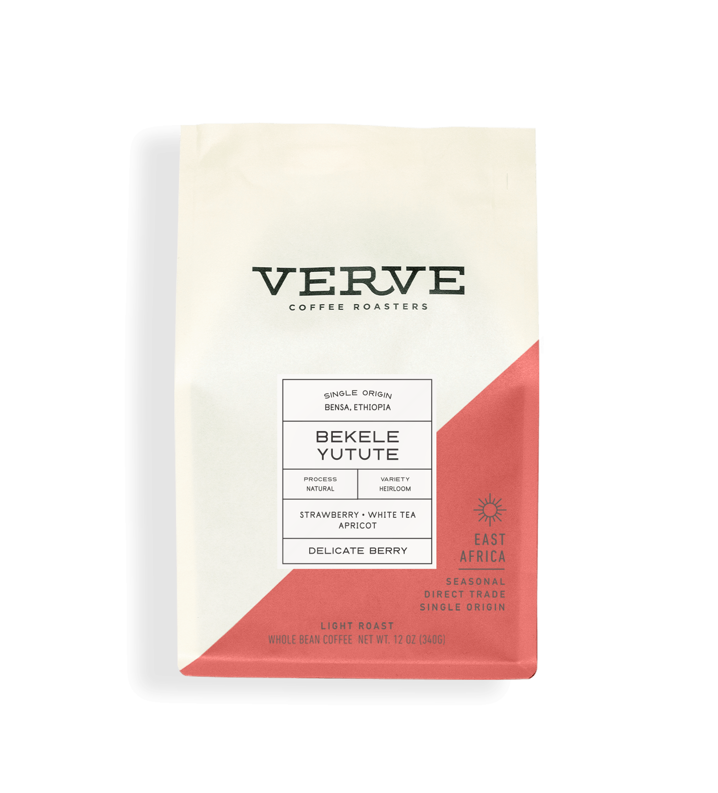 Verve Coffee Roasters - Bekele Yutute - 12oz - Single Origin - Bensa, Ethiopia - Process: Natural - Variety: Heirloom - Tasting Notes: Strawberry, White Tea, Apricot - Delicate Berry - East Africa - Seasonal - Direct Trade - Light Roast