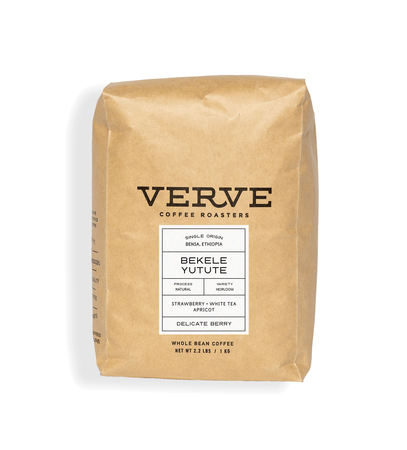 Verve Coffee Roasters - Bekele Yutute - 1kg - Single Origin - Bensa, Ethiopia - Process: Natural - Variety: Heirloom - Tasting Notes: Strawberry, White Tea, Apricot - Delicate Berry - Whole Bean Coffee - 2.2 lbs / 1 kg