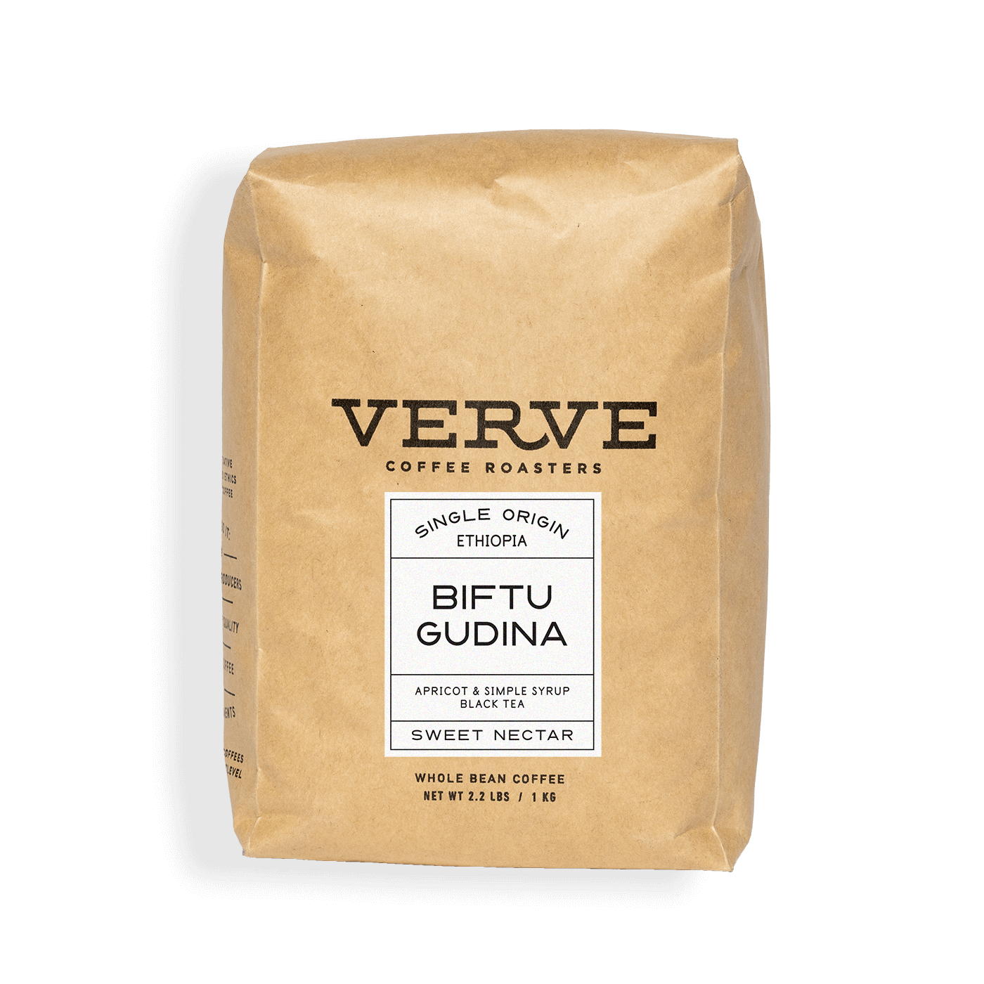 Verve Coffee Roasters - Biftu Gudina - Single Origin - Ethiopia - Tasting Notes: Apricot, Simple Syrup, Black Tea - Sweet Nectar - Whole Bean Coffee - 2.2 lbs / 1 kg