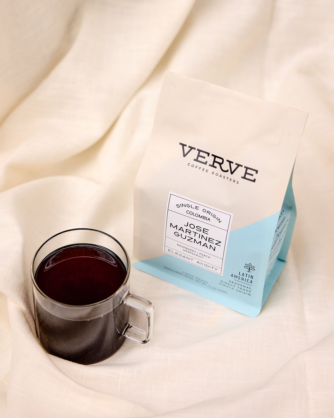 Verve Coffee Roasters - Jose Martinex Guzman - Single Origin - Colombia - Tasting Notes: Raspberry, Peach, Grapefruit - Elegant Acidity - Latin America - Seasonal - Direct Trade