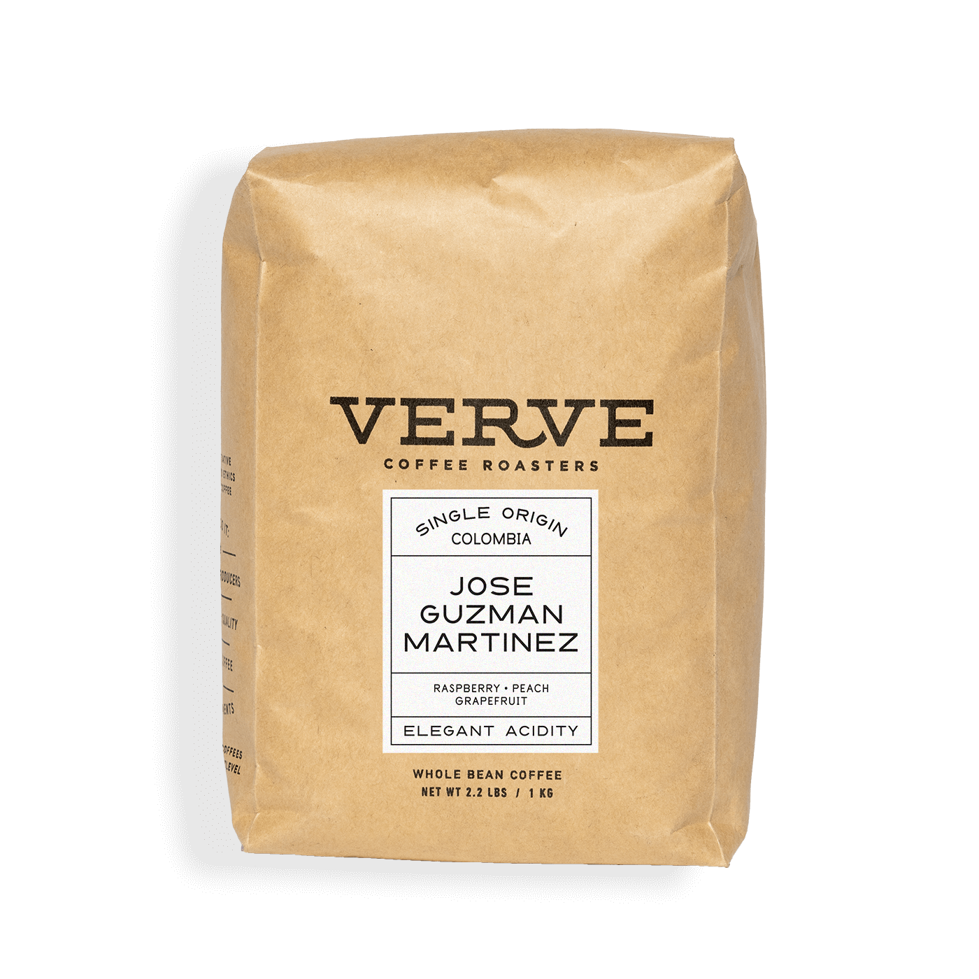 Verve Coffee Roasters - Jose Martinez Guzman - Single Origin - Colombia - Tasting Notes: Raspberry, Peach, Grapefruit - Elegant Acidity - Whole Bean Coffee - 2.2 lbs / 1 kg