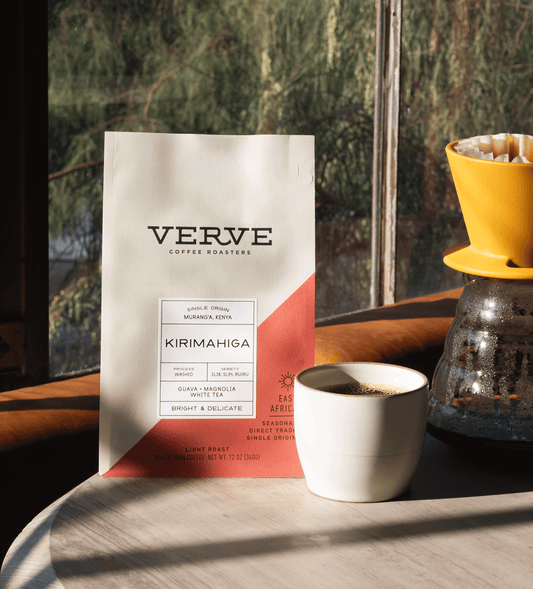Verve Coffee Roasters - Kirimahiga - Single Origin - Murangya, Kenya - Process: Washed - Variety: SL28, SL34, Ruiru - Tasting Notes: Guava, Magnolia, White Tea - Bright & Delicate - East Africa - Seasonal - Direct Trade - Light Roast