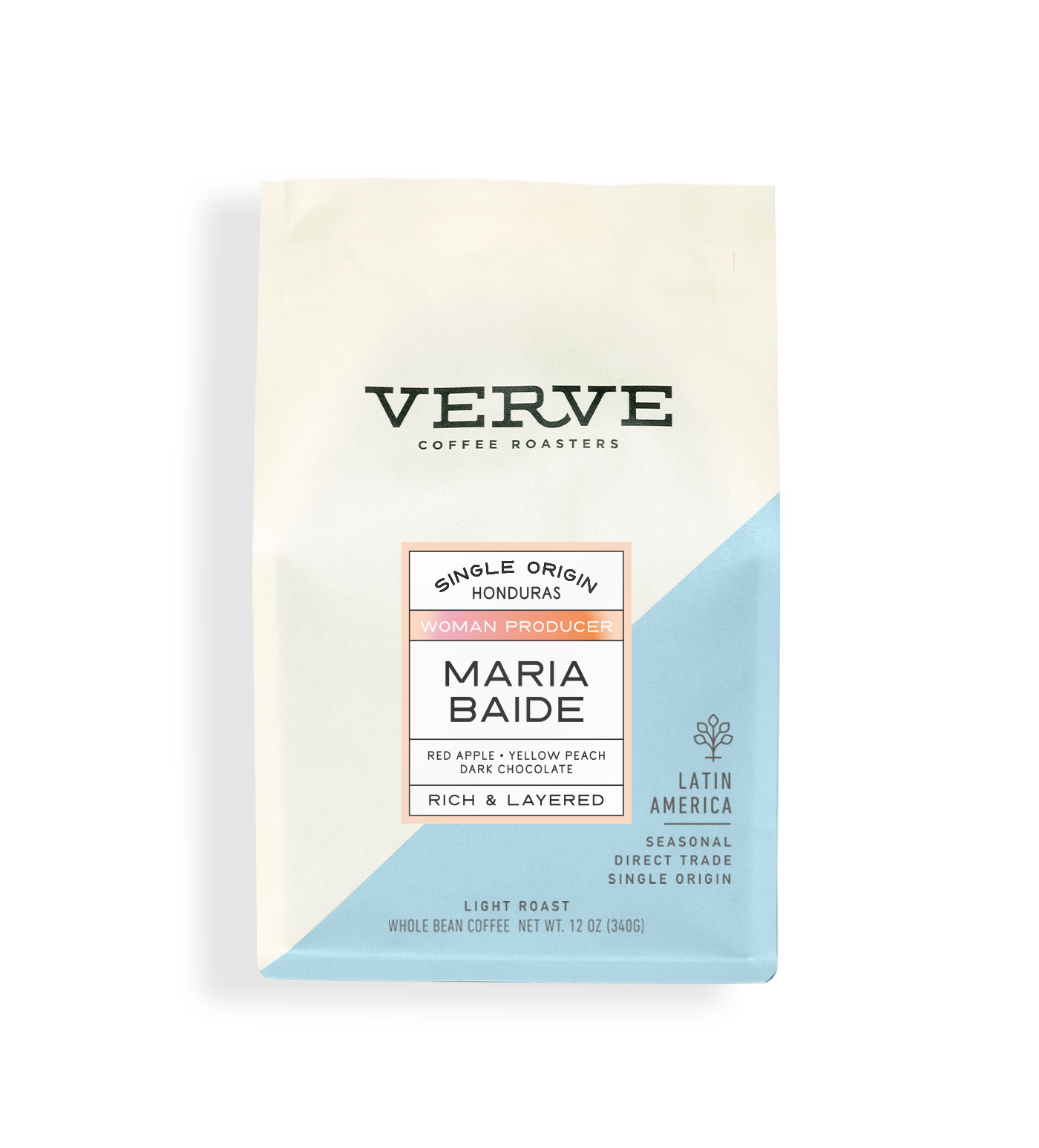Verve Coffee Roasters - Maria Baide - Single Origin - Honduras - Woman Producer - Tasting Notes: Red Apple, Yellow Peach, Dark Chocolate - Rich & Layered - Latin America - Seasonal - Direct Trade - Light Roast