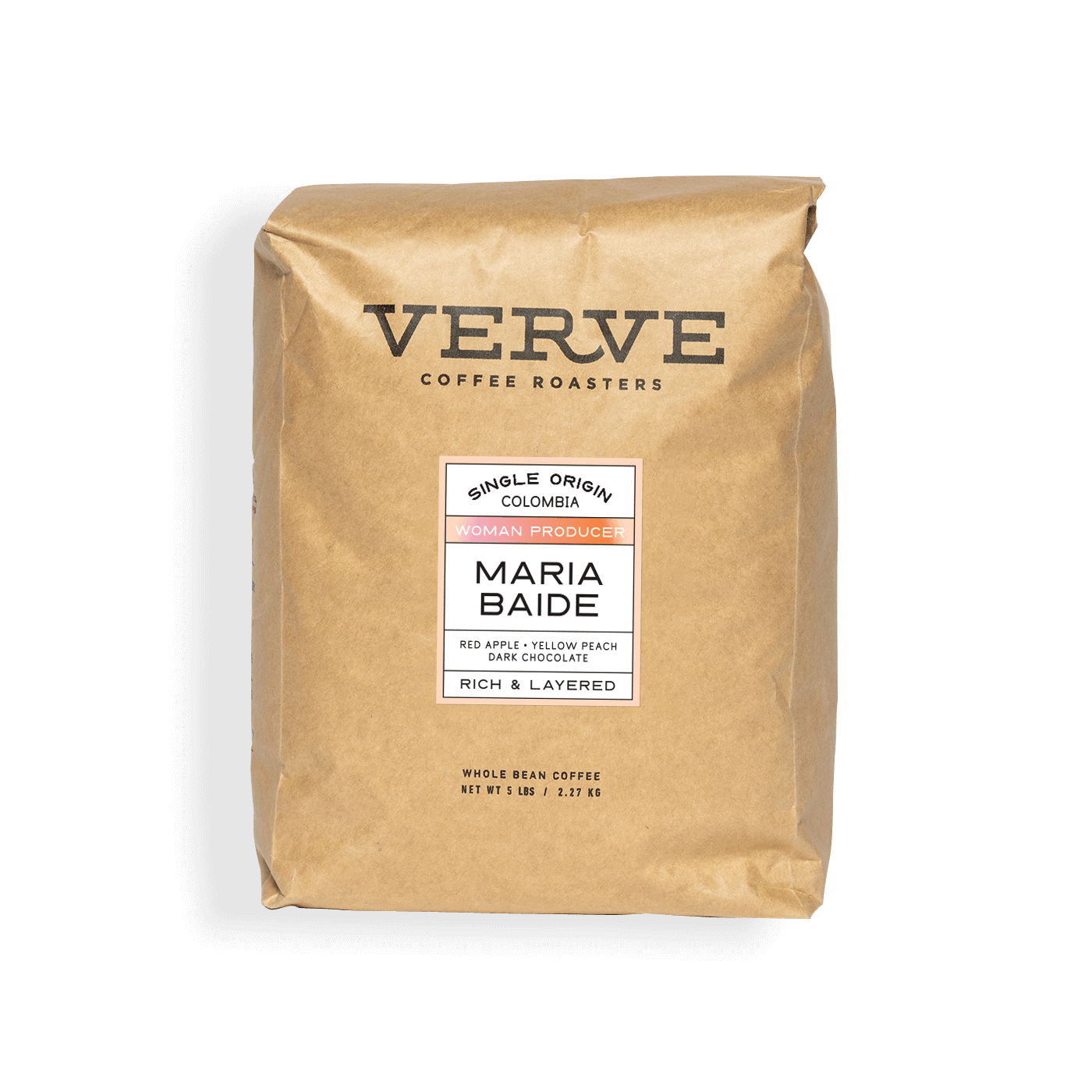 Verve Coffee Roasters - Maria Baide - Single Origin - Honduras - Woman Producer - Tasting Notes: Red Apple, Yellow Peach, Dark Chocolate - Rich & Layered - Whole Bean Coffee - 5 lbs / 2.27 kg