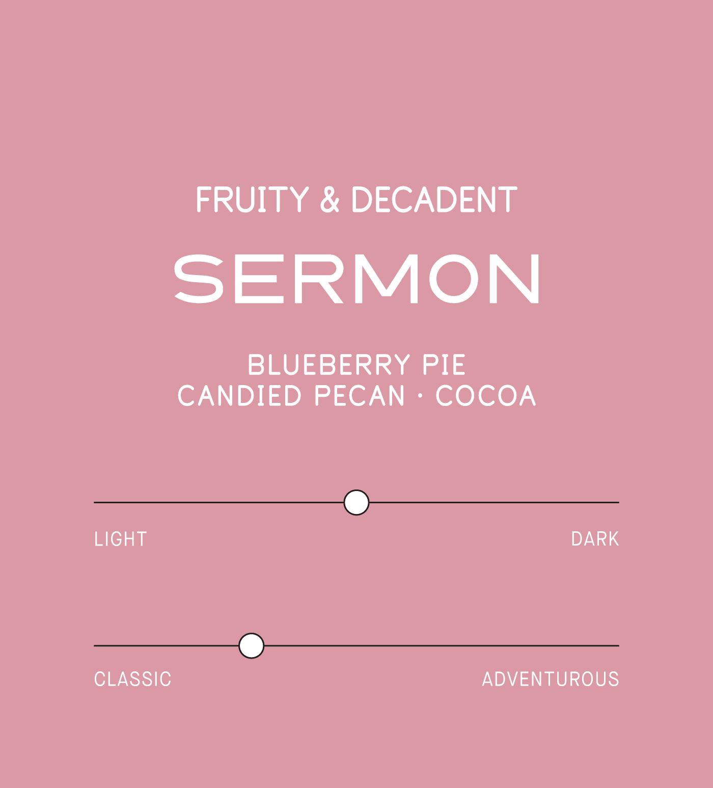 Verve Coffee Roasters - Sermon - Scent Profile - Fruity & Decadent - Blueberry Pie, Candied Pecan, Cocoa - Medium + Classic